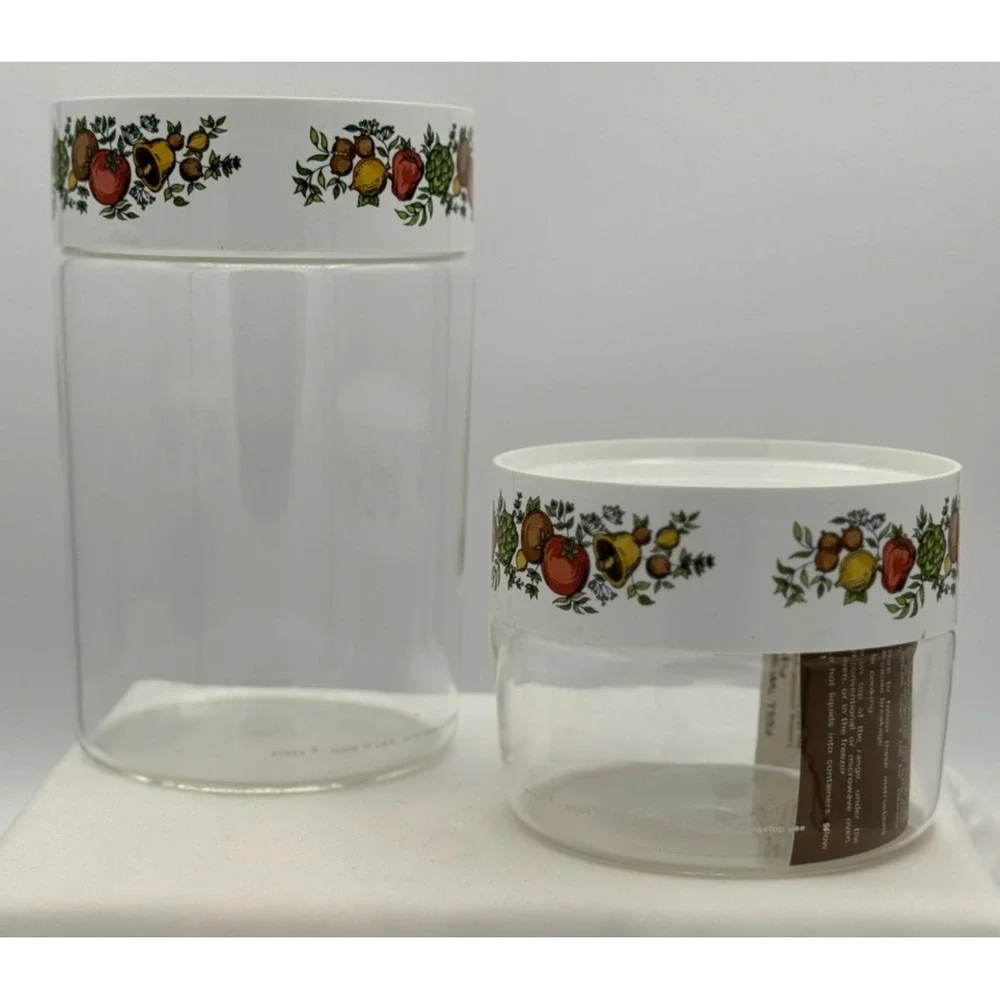 Vintage Pyrex 4 PC Stack 'n' See Spice O' Life Canister Set - NEW - 16 OZ 48 OZ